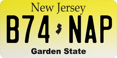 NJ license plate B74NAP