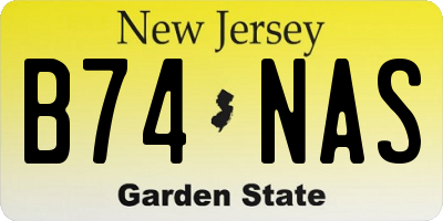 NJ license plate B74NAS