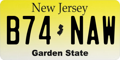 NJ license plate B74NAW