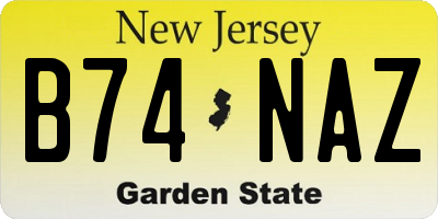 NJ license plate B74NAZ