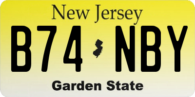 NJ license plate B74NBY