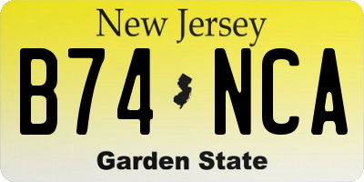 NJ license plate B74NCA