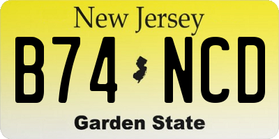 NJ license plate B74NCD