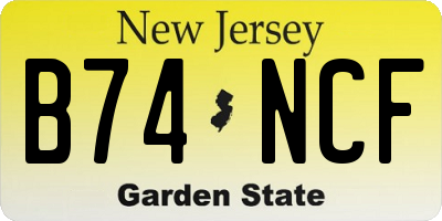 NJ license plate B74NCF