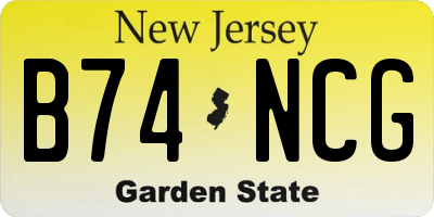 NJ license plate B74NCG