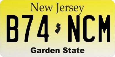 NJ license plate B74NCM