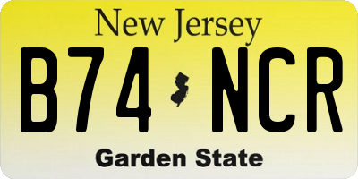 NJ license plate B74NCR
