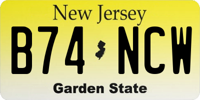 NJ license plate B74NCW
