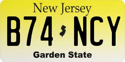NJ license plate B74NCY