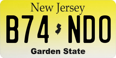 NJ license plate B74NDO