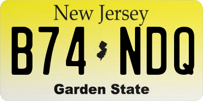 NJ license plate B74NDQ