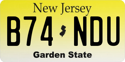 NJ license plate B74NDU