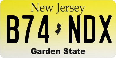 NJ license plate B74NDX