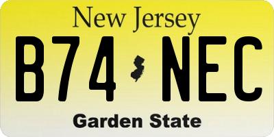 NJ license plate B74NEC