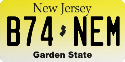 NJ license plate B74NEM