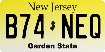 NJ license plate B74NEQ