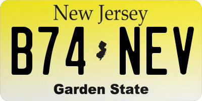 NJ license plate B74NEV