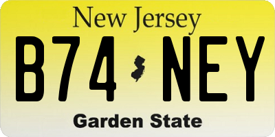 NJ license plate B74NEY