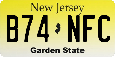 NJ license plate B74NFC