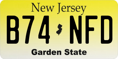 NJ license plate B74NFD