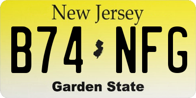 NJ license plate B74NFG