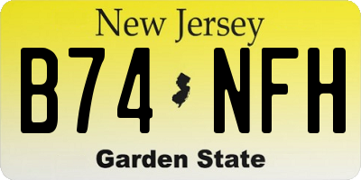 NJ license plate B74NFH