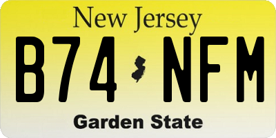 NJ license plate B74NFM