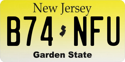 NJ license plate B74NFU