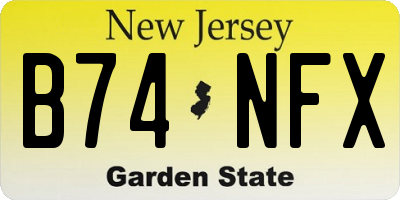 NJ license plate B74NFX