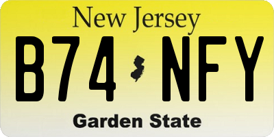 NJ license plate B74NFY
