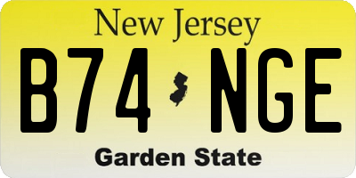 NJ license plate B74NGE