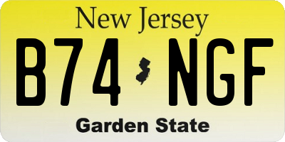 NJ license plate B74NGF