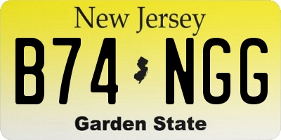 NJ license plate B74NGG