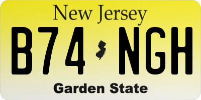 NJ license plate B74NGH
