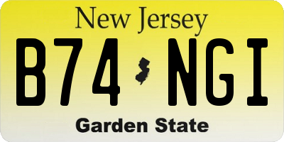 NJ license plate B74NGI
