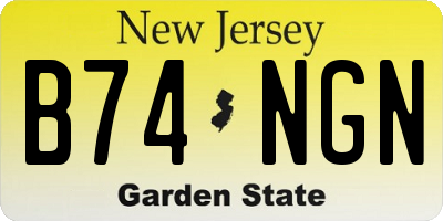 NJ license plate B74NGN