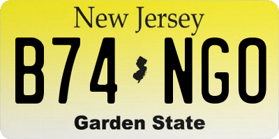 NJ license plate B74NGO