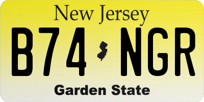 NJ license plate B74NGR