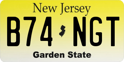 NJ license plate B74NGT