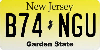 NJ license plate B74NGU
