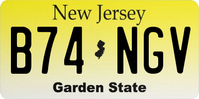 NJ license plate B74NGV
