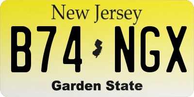 NJ license plate B74NGX