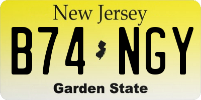 NJ license plate B74NGY