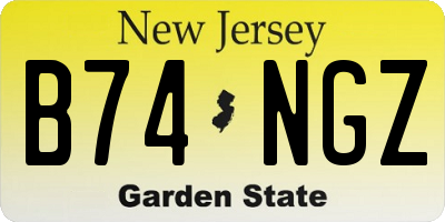 NJ license plate B74NGZ