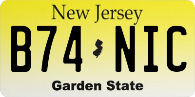 NJ license plate B74NIC