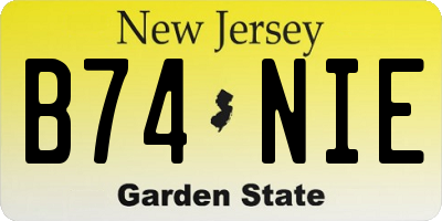 NJ license plate B74NIE