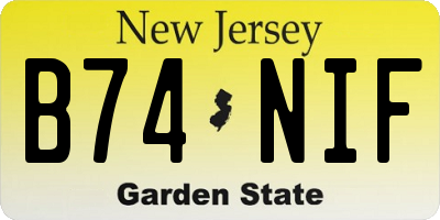NJ license plate B74NIF