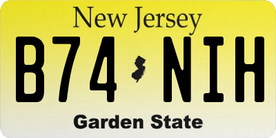 NJ license plate B74NIH