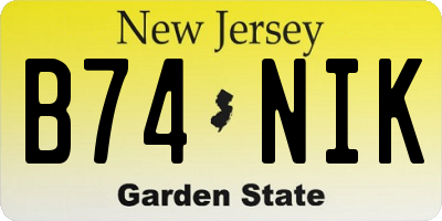 NJ license plate B74NIK