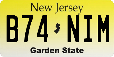 NJ license plate B74NIM